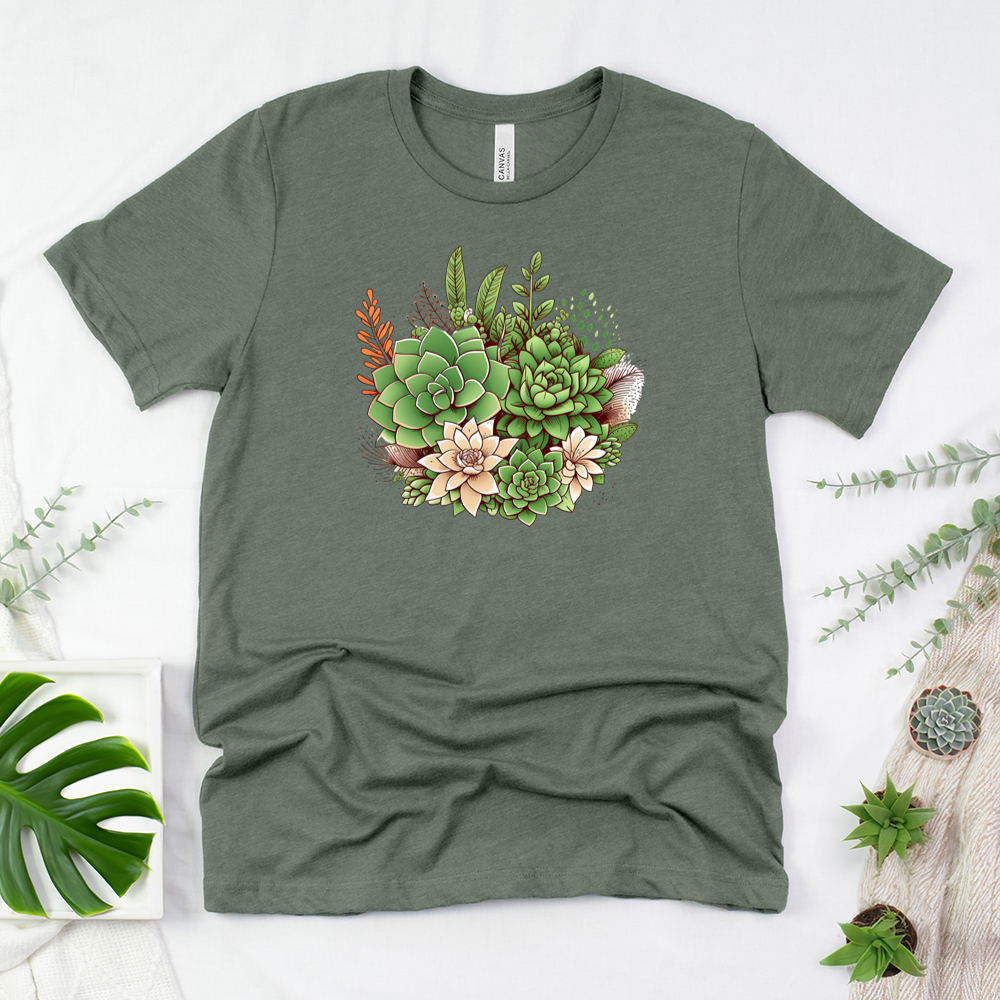 succulent tee succulent splash unisex tee Heather Military Green / M