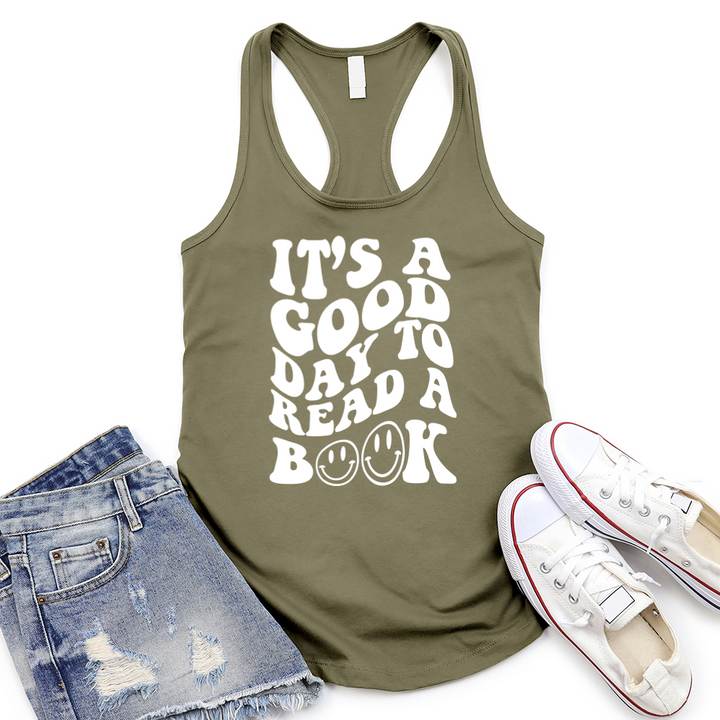 good day to read women's racerback tank top