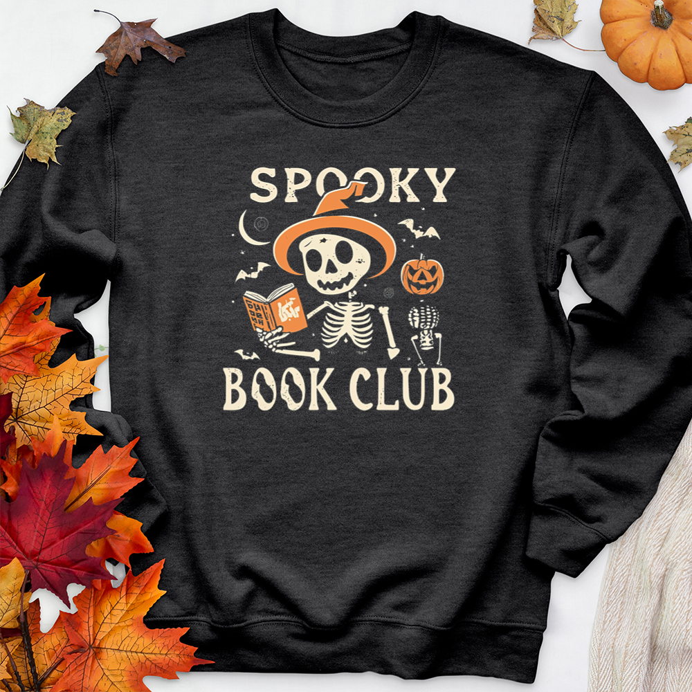 spooky book club skeleton premium crewneck sweatshirt