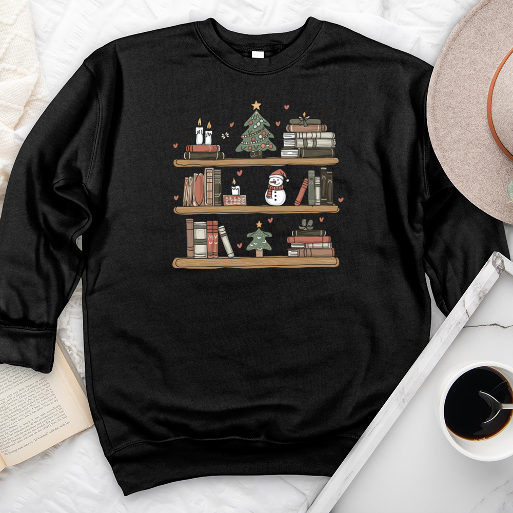 christmas bookshelf premium crewneck sweatshirt