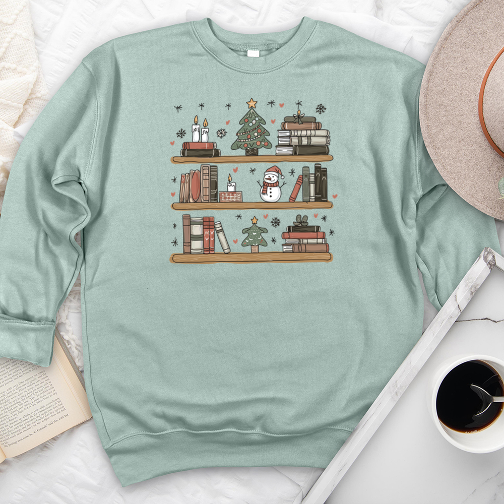 christmas bookshelf premium crewneck sweatshirt