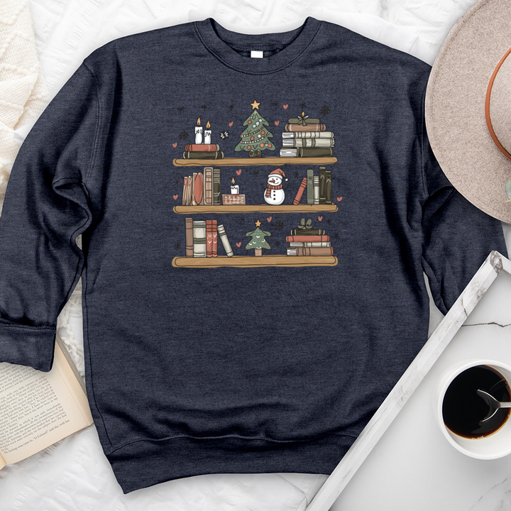 christmas bookshelf premium crewneck sweatshirt