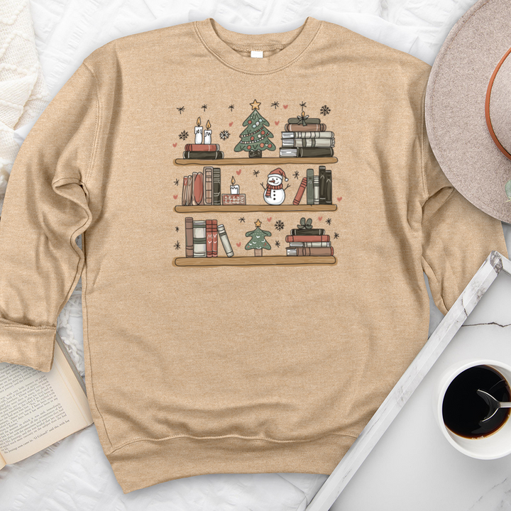 christmas bookshelf premium crewneck sweatshirt