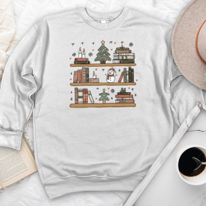 christmas bookshelf premium crewneck sweatshirt