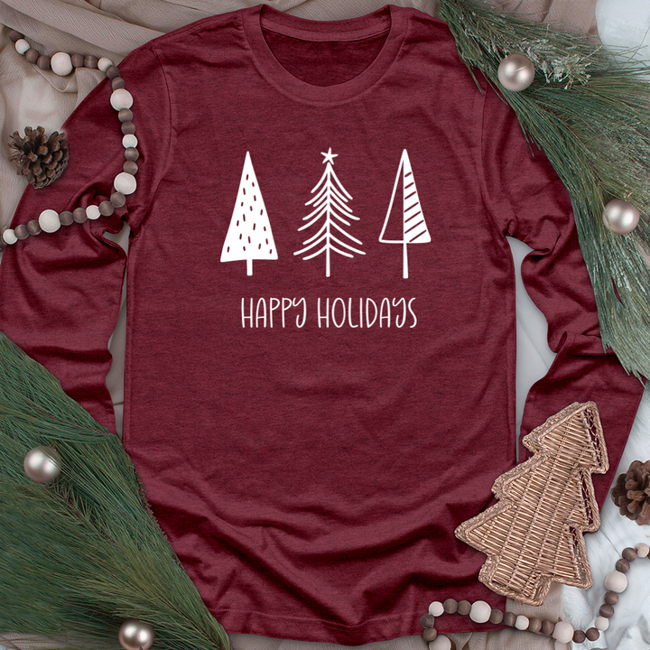 happy holidays unisex long sleeve tee