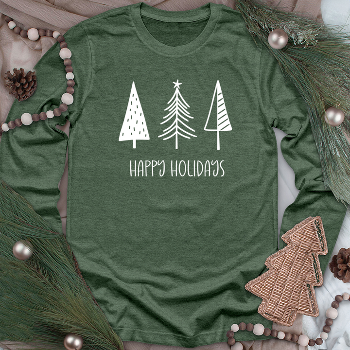 happy holidays unisex long sleeve tee