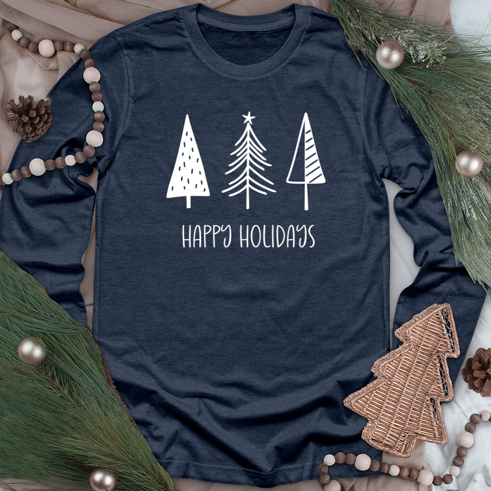 happy holidays unisex long sleeve tee