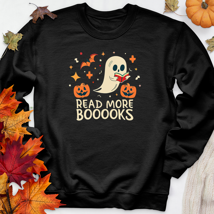 haunted read more booooks premium crewneck sweatshirt