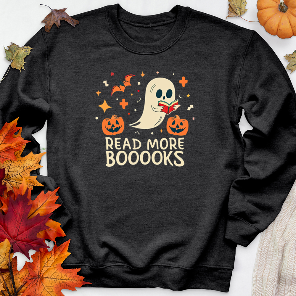 haunted read more booooks premium crewneck sweatshirt