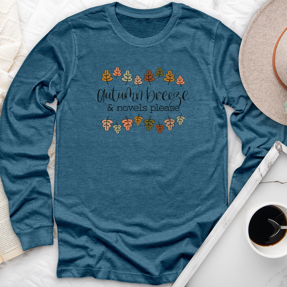 autumn breeze and novels please long sleeve unisex tee