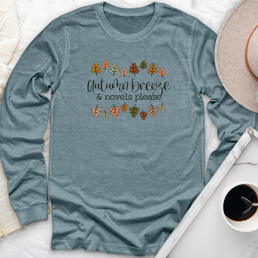 autumn breeze and novels please long sleeve unisex tee