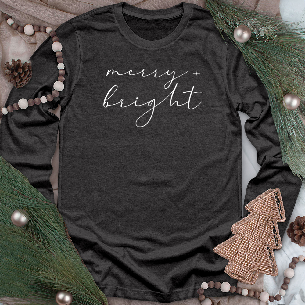 simple merry and bright unisex long sleeve tee