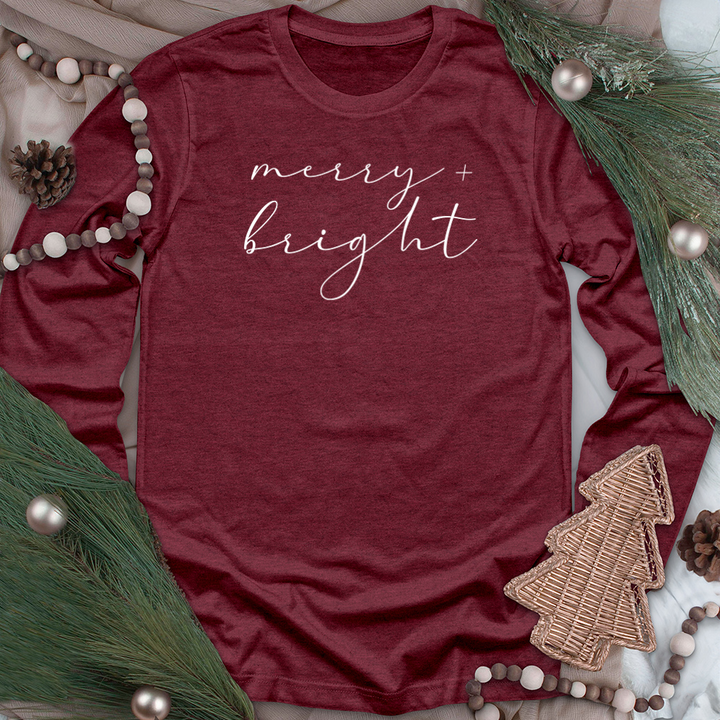 simple merry and bright unisex long sleeve tee