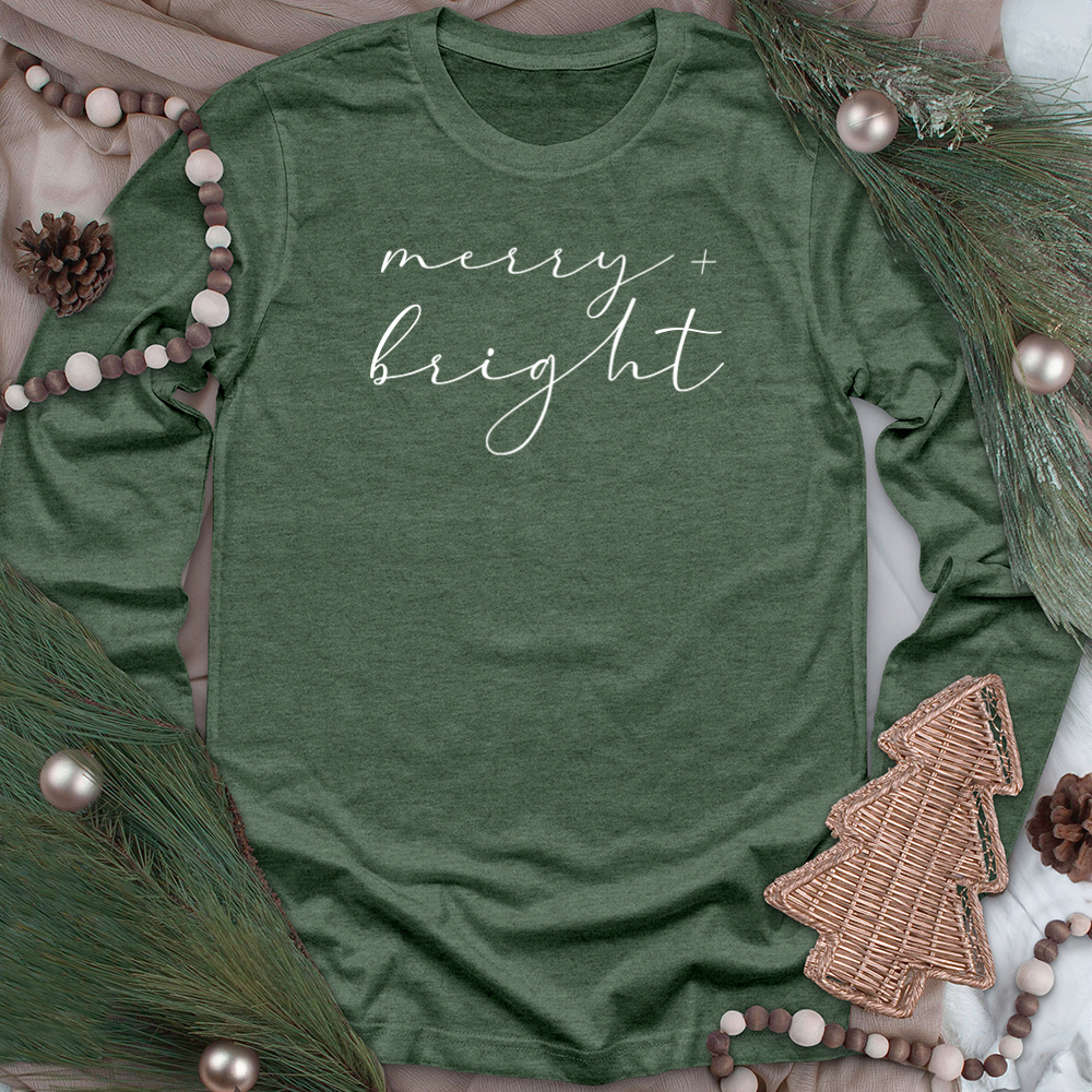 simple merry and bright unisex long sleeve tee