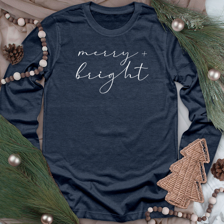 simple merry and bright unisex long sleeve tee