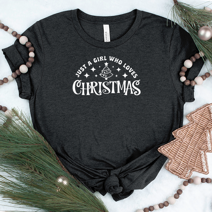 a girl who loves christmas unisex tee