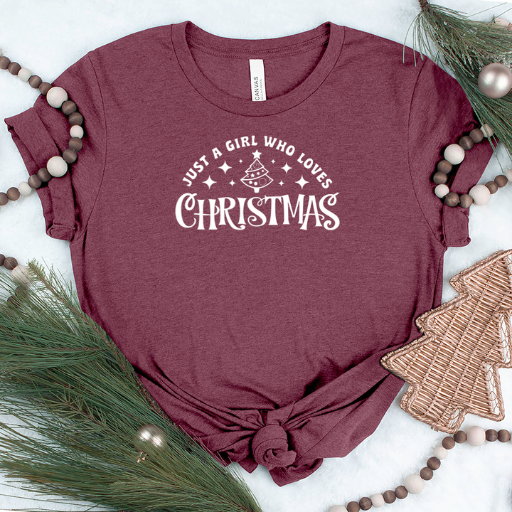 a girl who loves christmas unisex tee