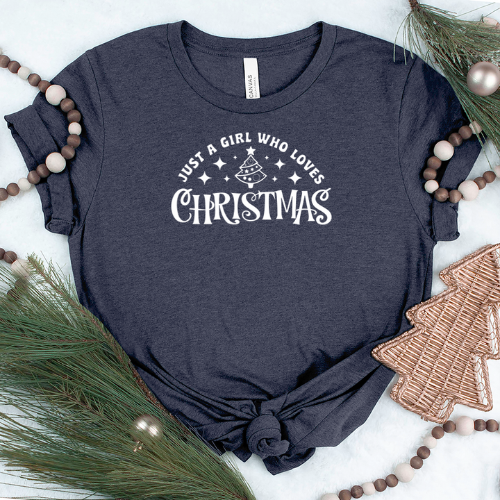 a girl who loves christmas unisex tee