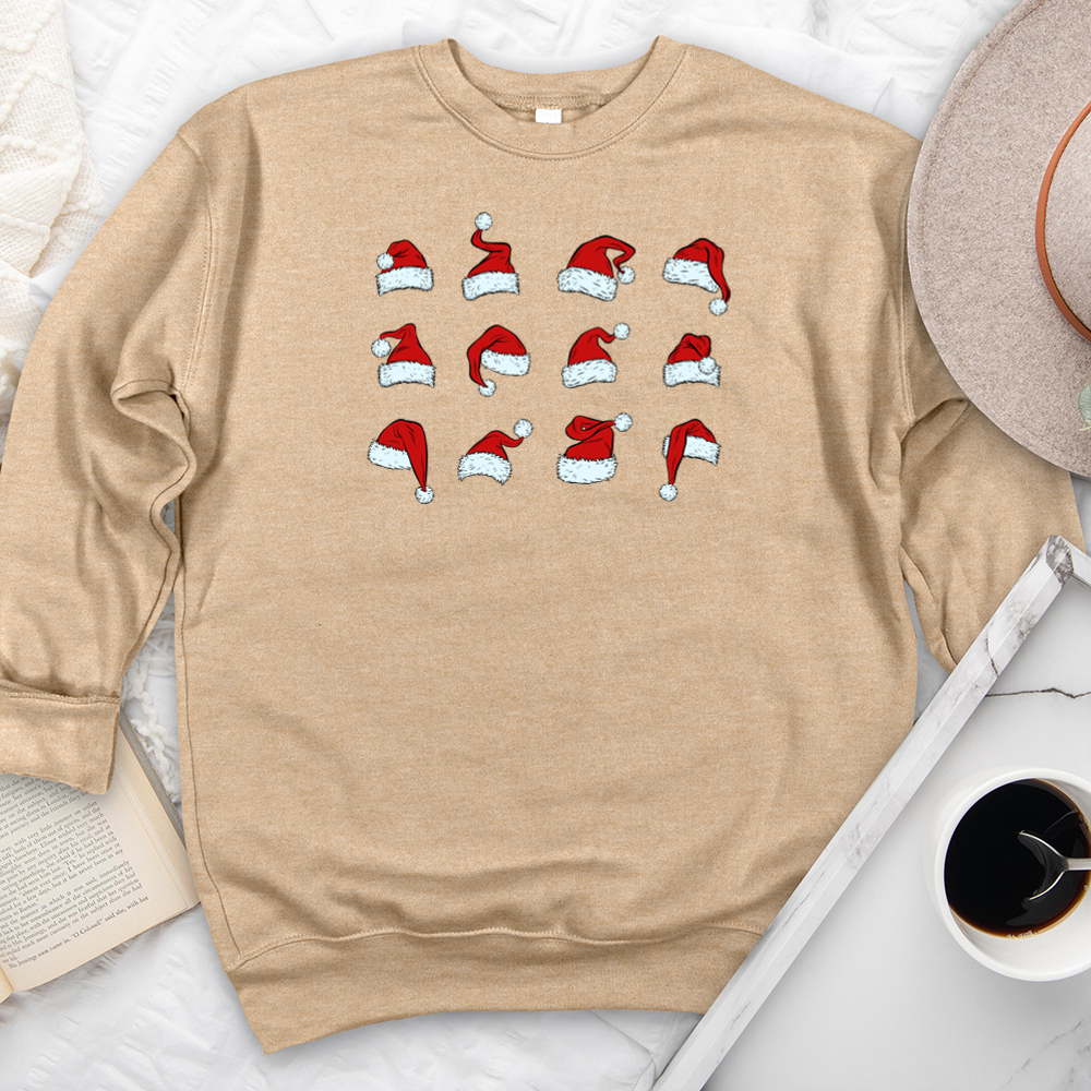 santa hats premium crewneck sweatshirt