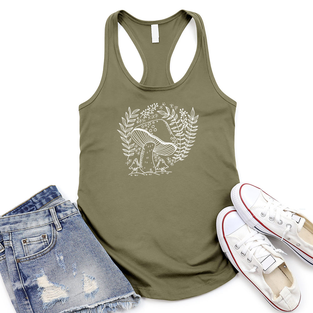 mushroom women's racerback tank top