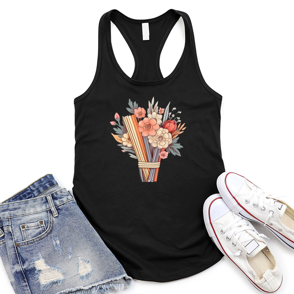 book bouquet women's racerback tank top