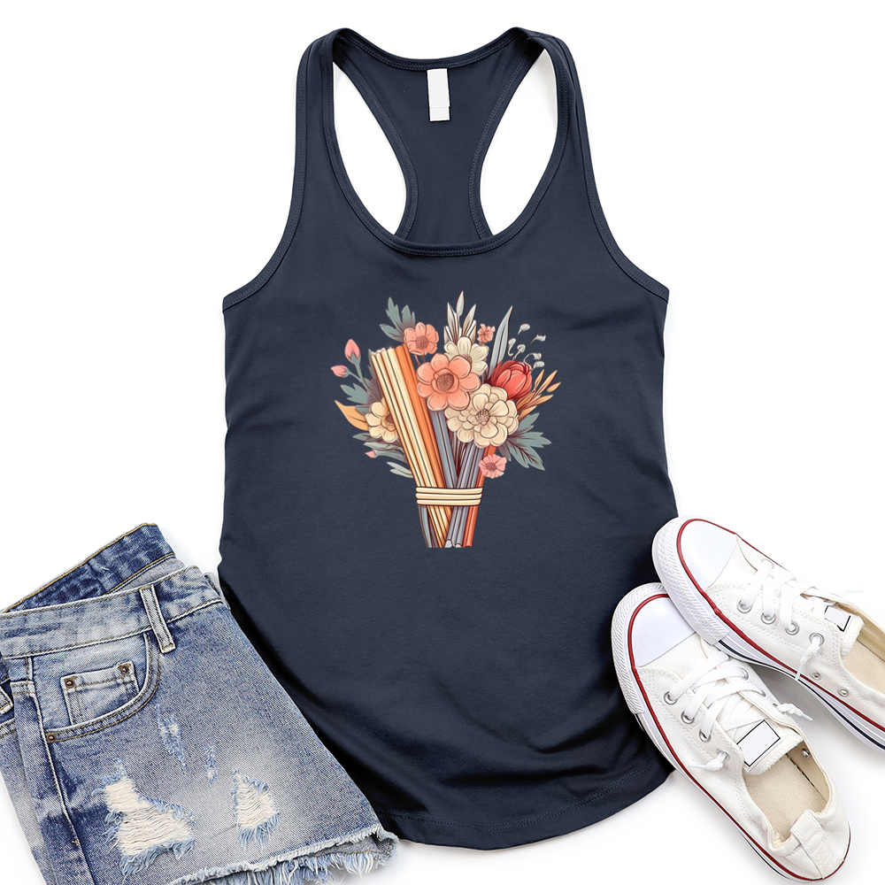 book bouquet women's racerback tank top