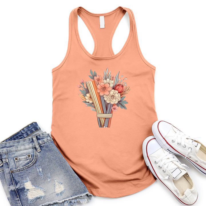 book bouquet women's racerback tank top