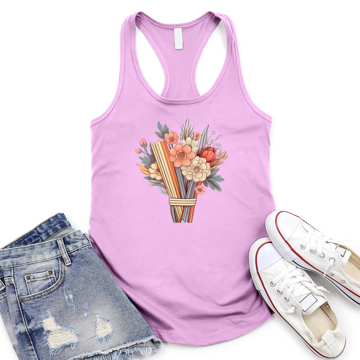 book bouquet women's racerback tank top