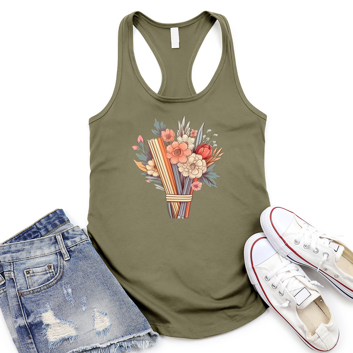 book bouquet women's racerback tank top