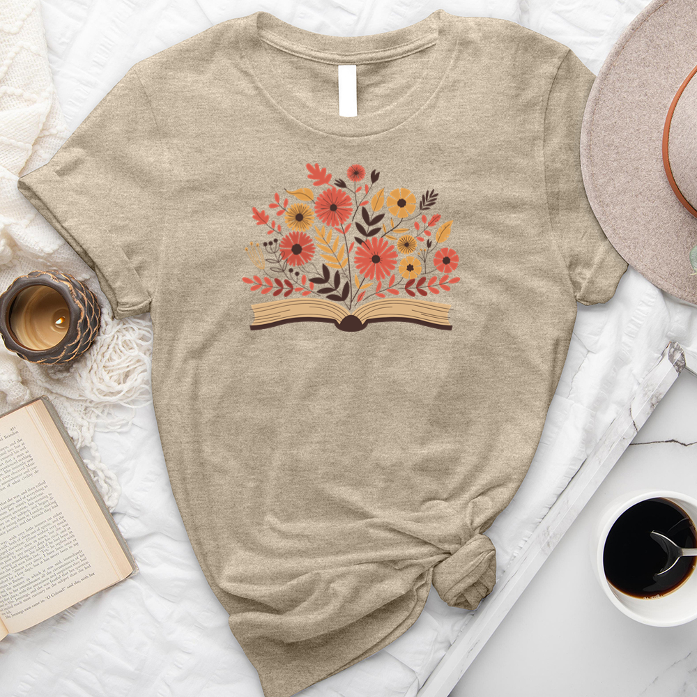 autumn florals book unisex tee