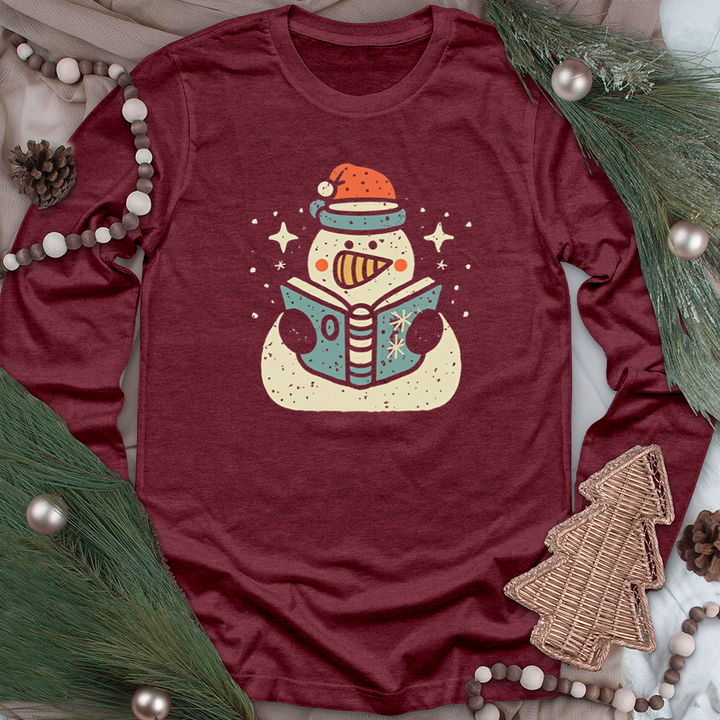 reading snowman unisex long sleeve tee