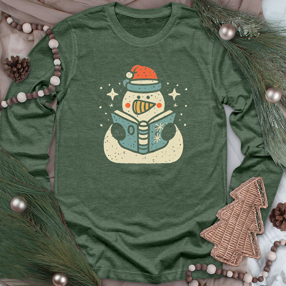 reading snowman unisex long sleeve tee