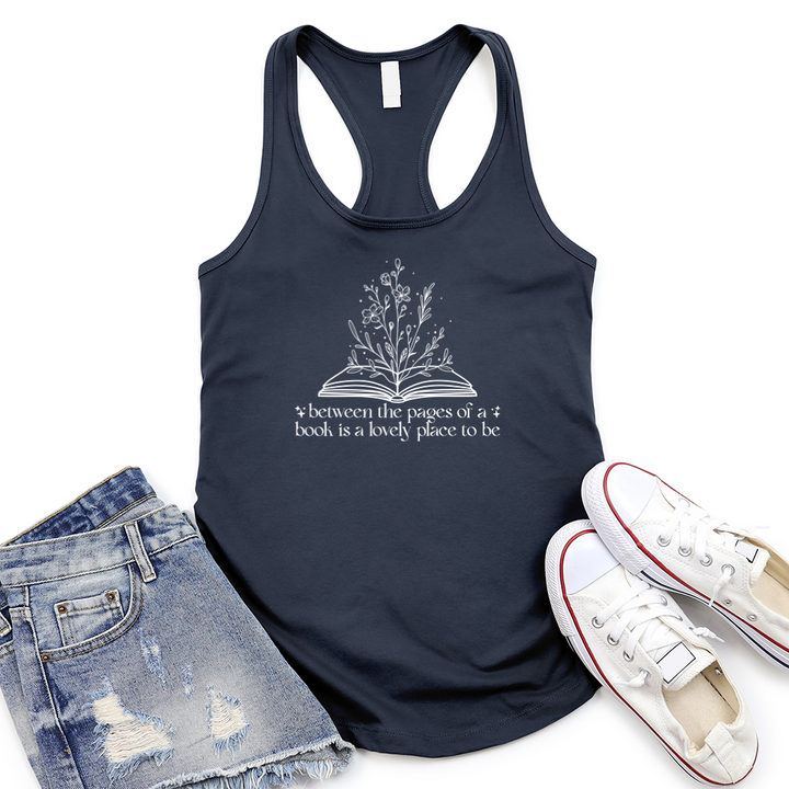 between the pages women's racerback tank top