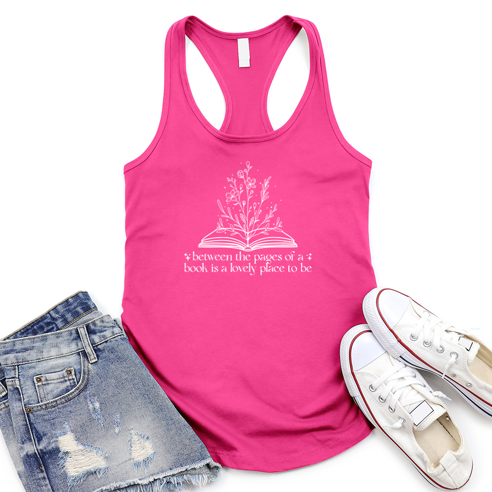 between the pages women's racerback tank top