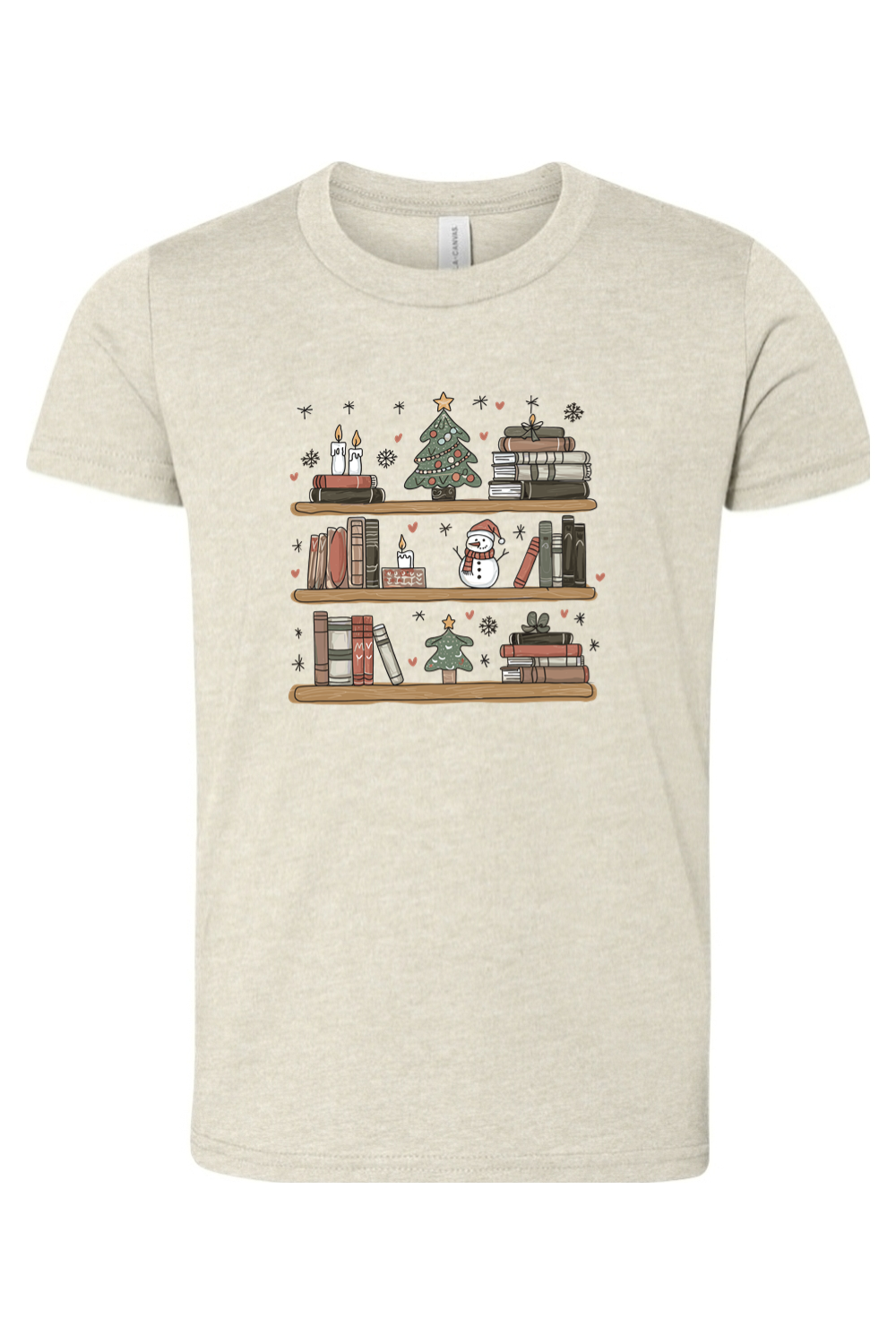 christmas bookshelf youth tee