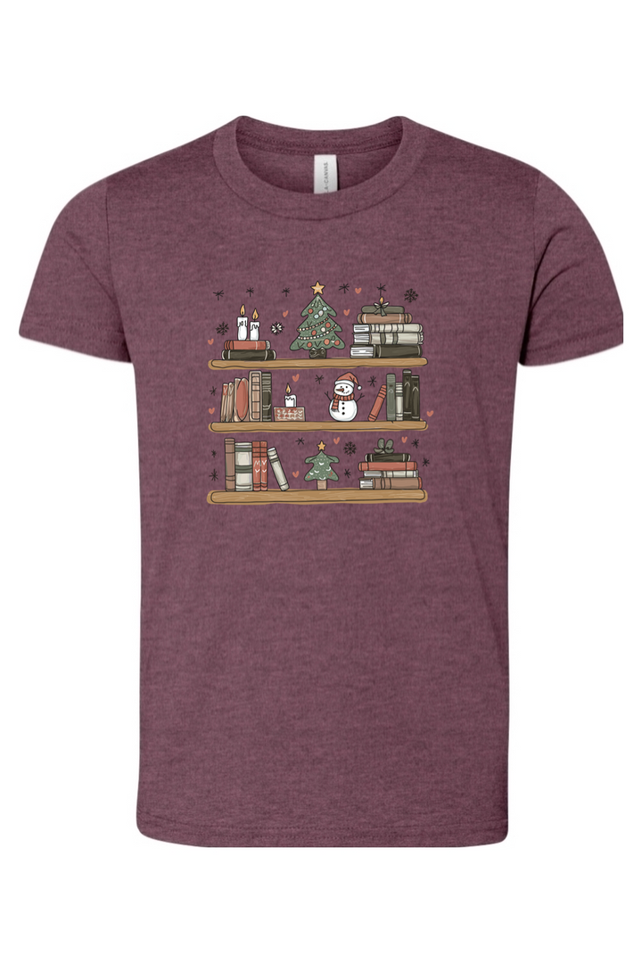 christmas bookshelf youth tee