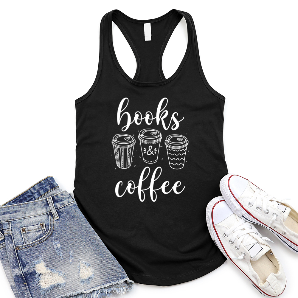 books and coffee women's racerback tank top