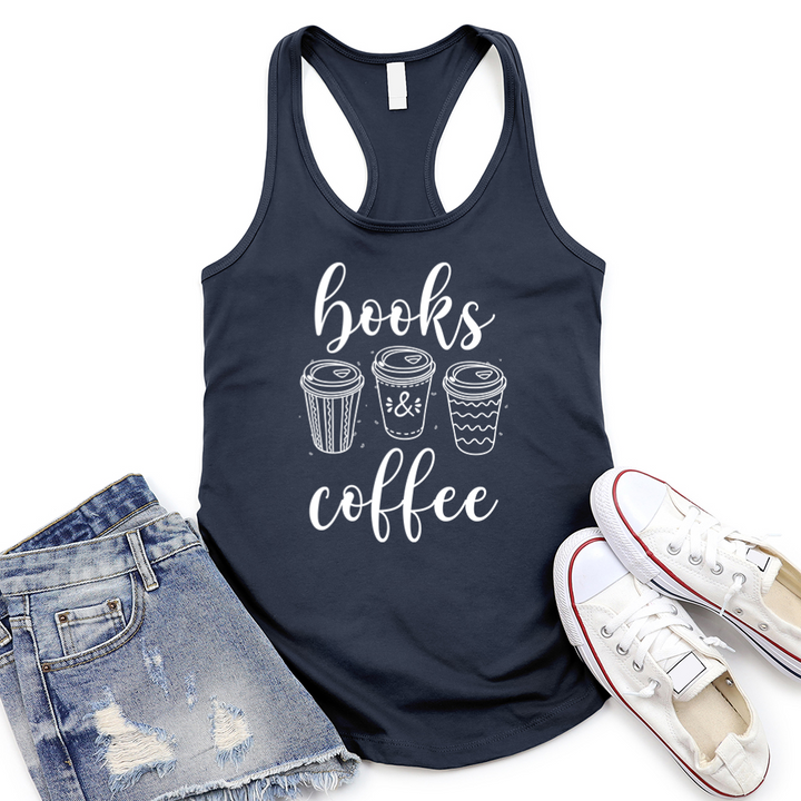 books and coffee women's racerback tank top