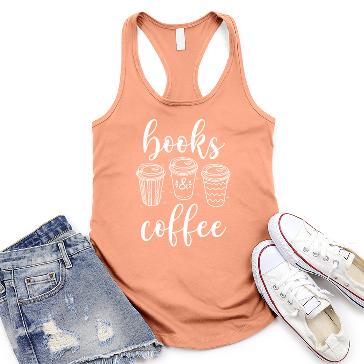 books and coffee women's racerback tank top