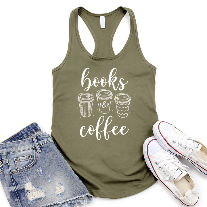 books and coffee women's racerback tank top