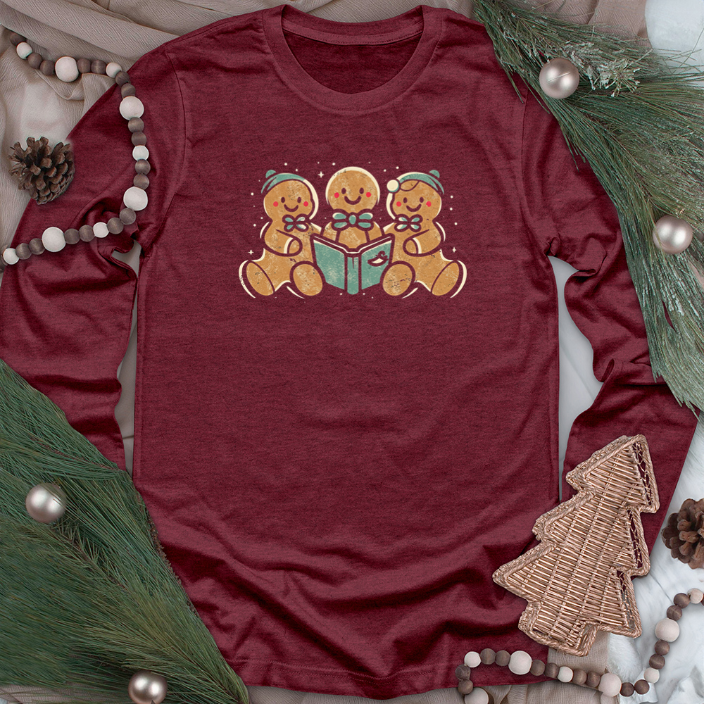 gingerbread men reading unisex long sleeve tee