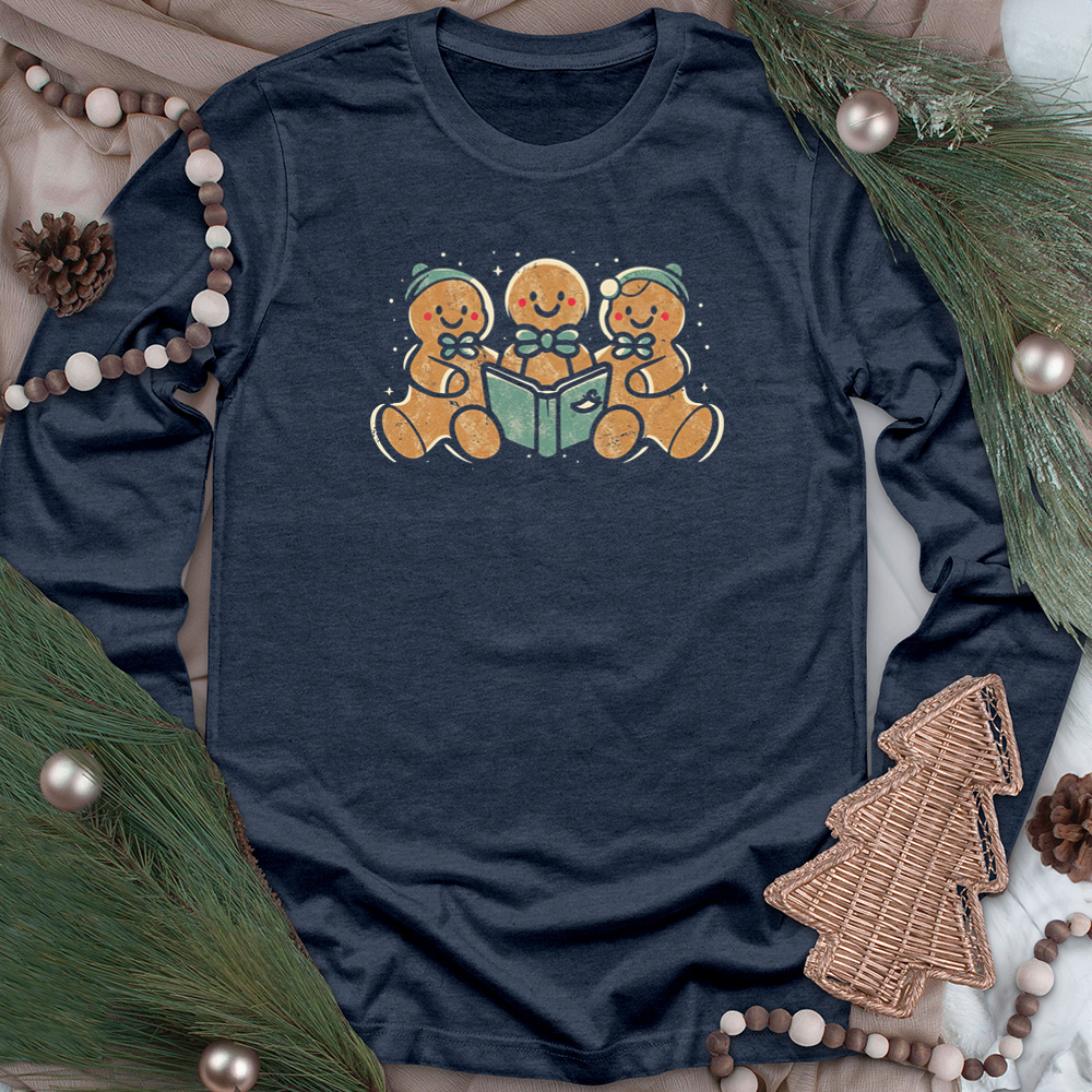 gingerbread men reading unisex long sleeve tee