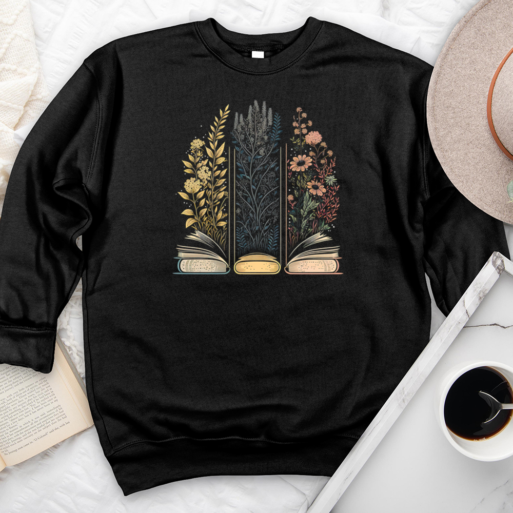 floral book trio premium crewneck sweatshirt