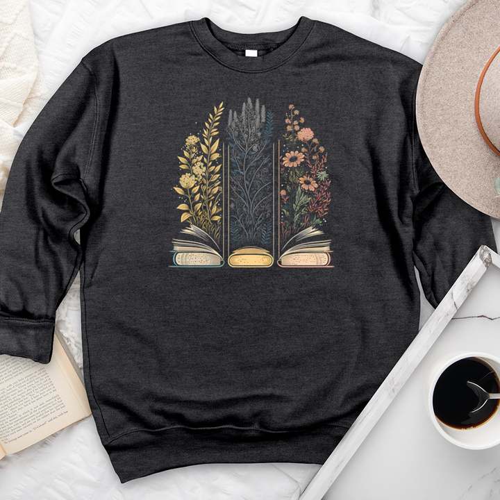 floral book trio premium crewneck sweatshirt