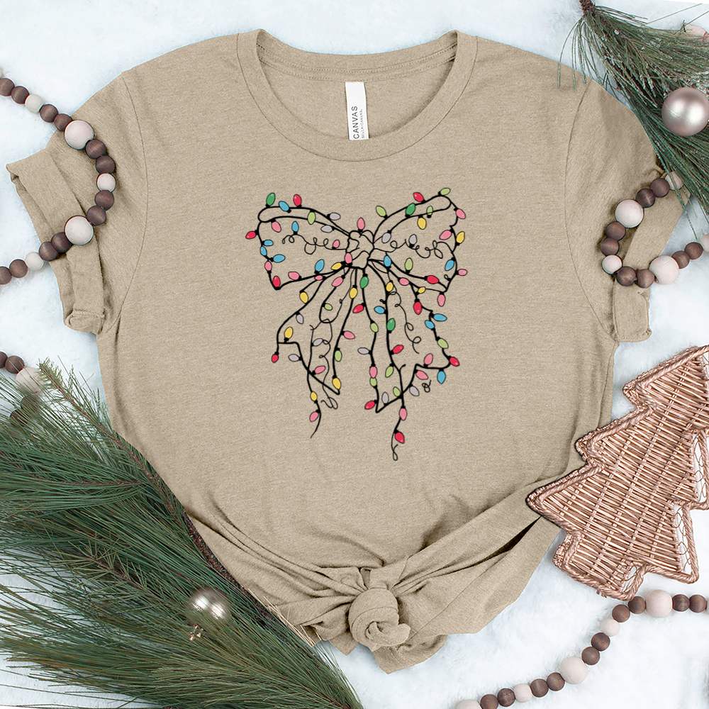 christmas light bow unisex tee