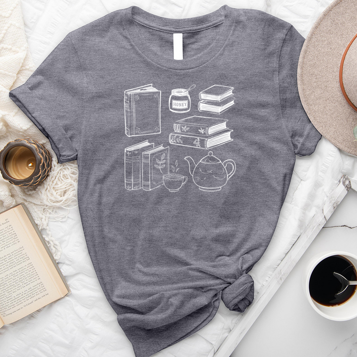 books tea white unisex tee