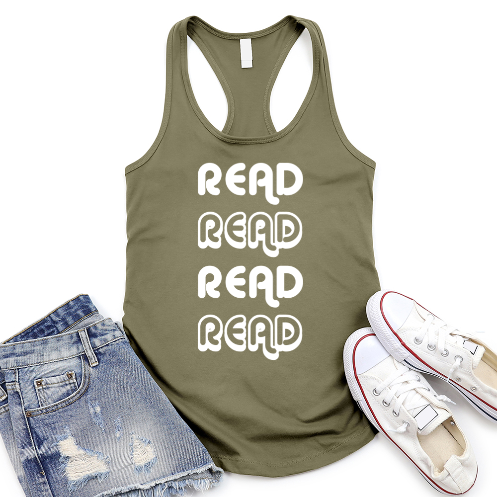 read read read women's racerback tank top