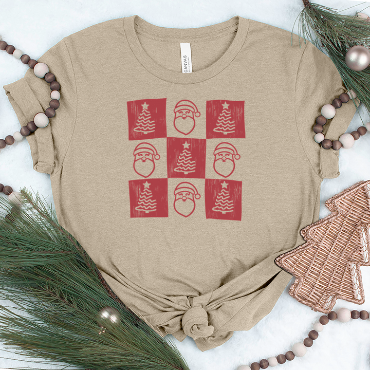 santa christmas grid unisex tee