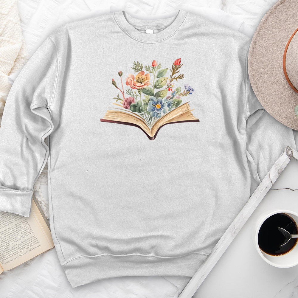 watercolor flowers book premium crewneck sweatshirt