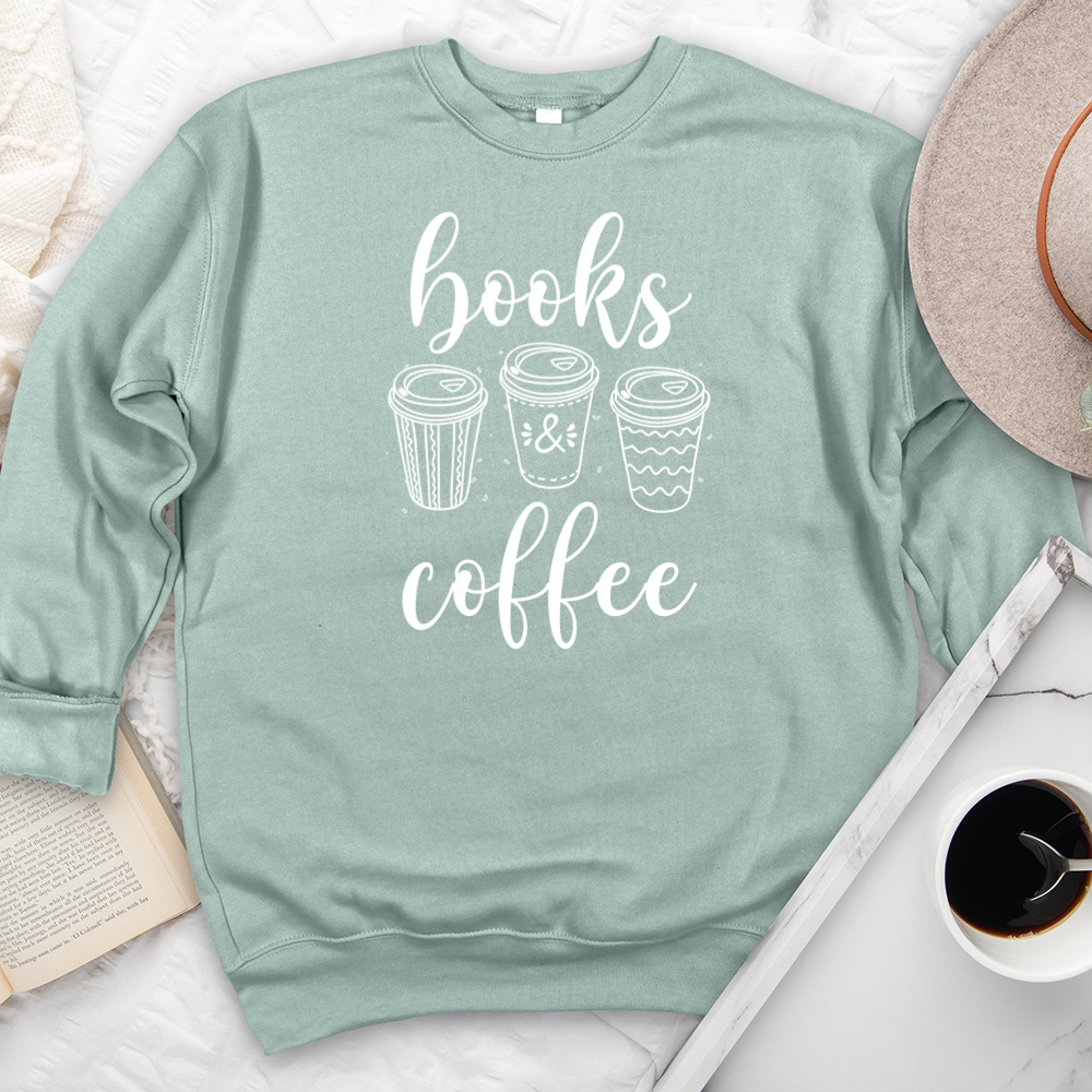 books & coffee premium crewneck sweatshirt